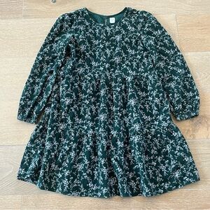 GAP Girls' Green Floral Corduroy Long-Sleeve Dress size 10